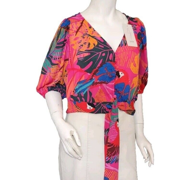 Joie Tops - Joie Tropical Print Tie Front Blouse NWT Size Medium